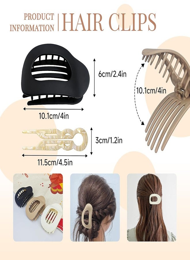 BOKKY 3 PACK Women's Flat Claw Hair Clips And 4 PACK No-Slip Hair Pin, Strong Hold Square Hair Accessories For Thick & Thin Hair, Lay Flat Design For Work & Daily Styling(B) - Image 2